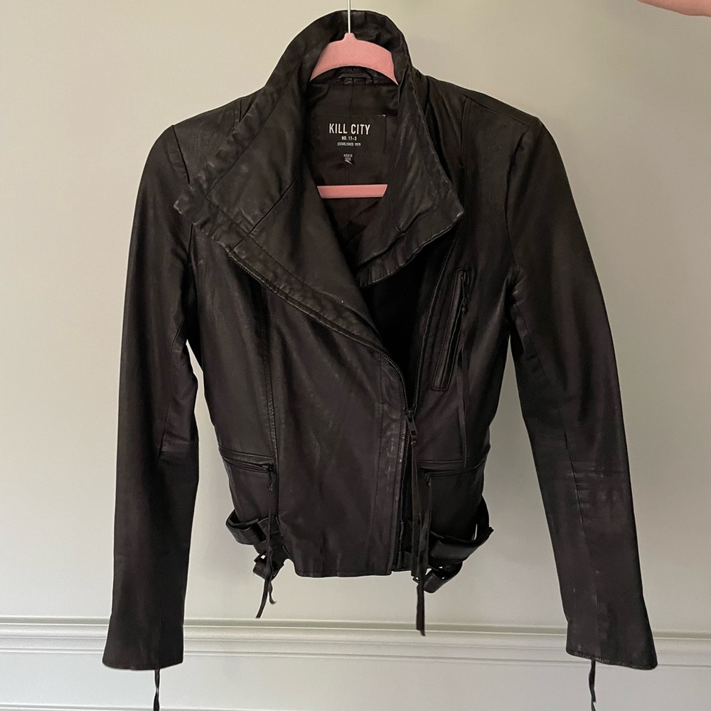 Kill City Real Black Leather Jacket
